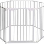 Teekland White Baby Safety Gate/Baby Protect Walls/Fireplace Fence/Dog Gates Indoor/Play Yard with Door,6 Panels Fireplace Extended Metal Fence for Pet/Toddler/Dog/Cat/Christmas Tree