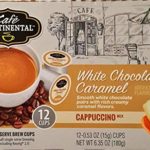 Cafe Continental WHITE CHOCOLATE CARAMEL Cappuccino 12 Cups. Single Serve Brew Cups, Keuring 2.0. (White Chocolate Caramel)