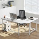 Tribesigns Modern L-Shaped Desk Corner Computer Desk PC Laptop Study Table Workstation Home Office Wood & Metal, White