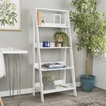 WE Furniture 55″ Wood Ladder Bookshelf – White