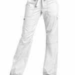 KOI Women’s Lindsey Ultra Comfortable Cargo Style Scrub Pants (Petite Sizes), White, Medium