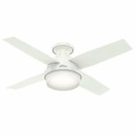 Hunter 59244 Dempsey Low Profile Fresh White Ceiling Fan With Light & Remote, 44 Inch