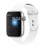 YOUKEX Sport Band Compatible with 42mm/44mm, Soft Silicone Strap Wristbands Replacement for iWatch Series 4/3/2/1 Women Men, (White M/L)