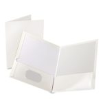 Oxford Laminated Twin-Pocket Folders, Letter Size, White, Holds 100 Sheets, Box of 25 (51704EE)