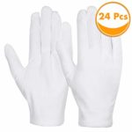 Cotton Gloves, Anezus 12 Pairs White Cotton Gloves Cloth Serving Gloves for Eczema Moisturizing Dry Hands Coin Jewelry Silver Archival Costume Inspection, Medium Size