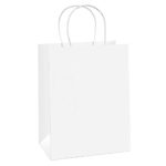 Shopping Bags 8×4.75×10.5″ 100Pcs BagDream Gift Bags,Cub, Paper Bags, Kraft Bags, Retail Bags, White Paper Bags with Handles 100% Recyclable Paper