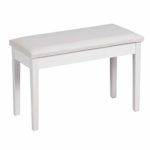 Giantex Piano Bench W/Padded Cushion And Music Storage, Comfortable Double Duet Seat, Wooden Legs, Perfect For Professional Or Home Use PU Leather Piano Stool (White)