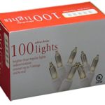 Holiday Essentials 100 Ultra-Brite Clear White Lights with White Wire – Indoor / Outdoor Use – UL Listed