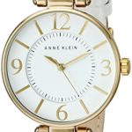 Anne Klein Women’s 109168WTWT Gold-Tone and White Leather Strap Watch