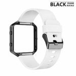 AIUNIT Compatible Fitbit Blaze Band Frame, Replacement for Fitbit Blaze Small Bands Accessories Wristband Watch Sport Strap for Fitbit Blaze Smart Tracker Women Men Teens(White Band & Black Frame)