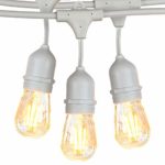 Brightech Ambience Pro – Waterproof LED Outdoor String Lights – Hanging 2W Vintage Edison Bulbs – 48 Ft – Creates Bistro Ambience in Your Gazebo, Back Yard – White