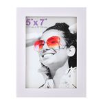 RPJC 5×7 Picture Frames Made of Solid Wood High Definition Glass for Table Top Display and Wall mounting Photo Frame White