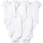Moon and Back Baby Set of 5 Organic Short-Sleeve Bodysuits, White Cloud, 24 Months