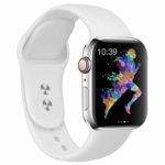 EXCHAR Compatible for Apple Watch Band 44mm, 42mm, for Apple Watch Series 4, 3, 2, 1, iWatch, Sport T, Edition with Soft Safety Silicone and Lightweight Design- M/L White