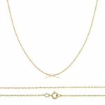 14K Solid Yellow, White, Or Rose Gold 0.5mm Diamond Cut Cable Pendant Chain, 18″