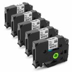 Unistar Compatible P Touch Label Maker Tape, Replace TZe Tape 12mm 0.47 Inch Laminated White Work with Brother P-Touch Cube PT-D600 PT-H110 PT-D210 Label Maker and More, 26.2 Feet Roll, 5-Pack