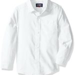 The Children’s Place Baby Boys’ Uniform Solid Long Sleeve Oxford Shirt, White 5070, 6-9 Months
