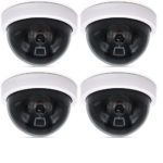 WALI Dummy Fake Security CCTV Dome Camera with Flashing Red LED Light (SDW-4), 4 Packs, White
