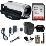 Canon VIXIA HF R800: 1080p HD Video 57x Zoom Camcorder Bundle with 16GB SD Card Video Camera Case and Cleaning Kit – Compact and Affordable Camcorder Kit