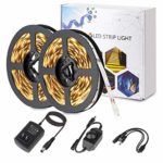 YIPBOWPT Warm White Led Strip Lights 600 LEDs SMD 2835 Tape Light Kit with UL Power Supply and Dimmer 32.8ft Dimmable Led light Strip for Home Kitchen TV