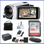 Canon VIXIA HF R800 Full HD Camcorder (White) Bundle, Includes: 128GB SDXC Memory Card, Card Reader, Spare Battery and More.