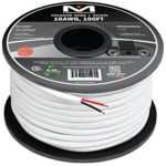 Mediabridge 16AWG 2-Conductor Speaker Wire (100 Feet, White) – 99.9% Oxygen Free Copper – ETL Listed & CL2 Rated for In-Wall Use (Part# SW-16X2-100-WH)