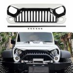 TOPFIRE Upgraded Front Grill for Jeep Wrangler JK/JKU 2007-2018, Including Rubicon, Sahara and Sport, White & Black