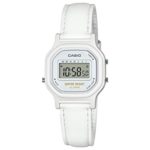 Casio Women’s Classic Quartz Watch with Leather-Synthetic Strap, White, 14.8 (Model: LA-11WL-7ACF