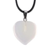 Crystal Necklace, Kimloog Women’s Natural Agate Stone Heart Pattern Quartz Pendant (White)