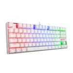 Redragon K552W-RGB Gaming Mechanical Compact USB Keyboard with Cherry MX Blue Switches Equivalent, Kumara, 87 Key LED RGB Backlit Computer Keyboard for Windows PC Games – White [RGB]