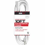 10 Ft White Extension Cord – 16/3 Durable Electrical Cable