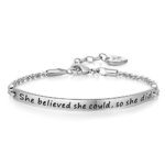 Annamate Inspirational Jewelry Gifts Engraved Message She Believed she Could so she did Women Quote Bracelets, Christmas Day, Thanksgiving Day Birthday