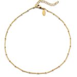 Benevolence LA Choker Necklace – Gold Necklace for Women or White Gold 14k Gold Dipped Satellite Beaded Curb Ball Chain Gold Choker Layering Womens Necklaces Simple Chokers Celebrity Endorsed
