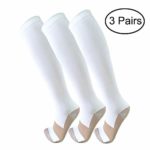 Copper Compression Socks For Men & Women(3 Pairs)- Best For Running,Athletic,Medical,Pregnancy and Travel -15-20mmHg (S/M, White)
