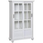 Ameriwood Home Aaron Lane Bookcase with Sliding Glass Doors, White White