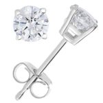 1/4 cttw Diamond Stud Earrings 14K White Gold with Push-Backs and Gift Box