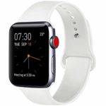 ATUP Compatible with for Apple Watch Replacement Band 38mm 40mm 42mm 44mm Women Men, Soft Silicone Band Compatible with for iWatch Series 4, 3, 2, 1 (White, 38mm/40mm-S/M)