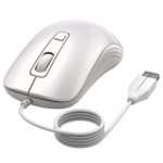 VicTsing 4-Button Wired USB Optical Mouse with 5ft Cord, Computer Mouse with 3 Adjustable DPI Level (1000/1600/2000), Compatible with PC, Desktop and Laptop- White