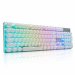 E-Element Z-88 Retro Mechanical Gaming Keyboard, Programmable RGB Backlit, Blue Switch -Tactile & Clicky, Typewriter Style, Water Resistant 104 Keys Anti-Ghosting for Mac PC, White