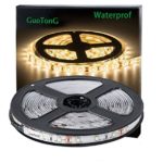 GuoTonG Flexible Waterproof LED Light Strip, 300 Units SMD 2835 LEDs, 3000K Warm White 12V LED Tape, Led Ribbon, 16.4ft/5m Lighting Strips