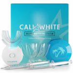 Cali White Vegan Teeth WHITENING KIT with LED Light, Made in USA, Natural & Organic Peroxide Gel, Professional Dental Whitener, Best Home HISMILE System: 2 X 5mL Syringes, Custom Trays, Retainer Case