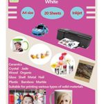 20 Sheets A4 Inkjet Water Slide Decal Paper Sheets White