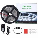 Dimmable LED Strip Lights Kit Daylight White 16.4ft/5m Waterproof LED Tape Ribbon Light Flexible 300 Units SMD 2835 Rope Lighting 12V Power Supply for Home Kitchen Bar Clubs(Daylight White)