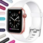 Haveda Sport Band Compatible for Apple Watch 42mm 44mm, Soft TPU Bands for iWatch, Apple Watch Series 4, Series 3, Series 2, Series 1 Women Men, White 42mm/44mm M/L