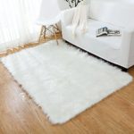 OJIA Deluxe Soft Modern Faux Sheepskin Shaggy Area Rugs Children Play Carpet for Living & Bedroom Sofa (4ft x 6ft, Ivory White)