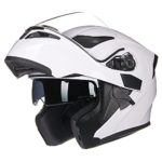 ILM Motorcycle Dual Visor Flip up Modular Full Face Helmet DOT with 6 Colors (XL, WHITE)