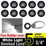 10 Pcs TMH 3/4″ Inch Mount SMOKED LENS & White LED Clearance Markers, side marker lights, led marker lights, led side marker lights, led trailer marker lights, trailer marker light