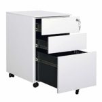 DEVAISE Mobile File Cabinet with 3 Drawer – Metal Filing Cabinet with Lock, White