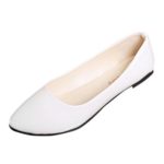 Women’s Flats Ballet Pointy Toe Casual Flat OL Slip-On Sandals Boat Office Shoes (White, US:6 (36))
