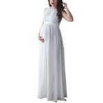 Maternity Gown, Sleeveless Photography Props High Waist Long Maxi Pregnant Baby Shower Dress (XL, White)